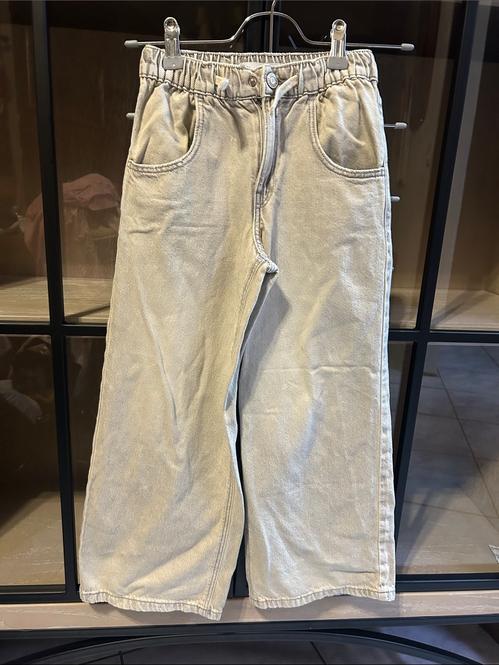 Zara Kids Wide-Leg Jeans in Light Beige